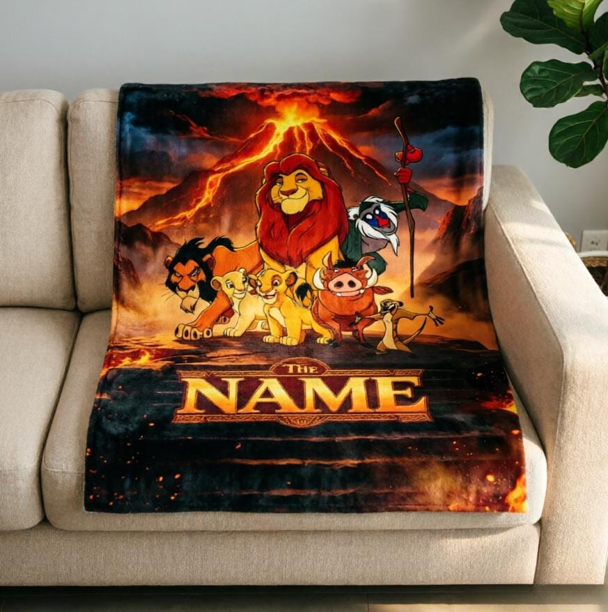 Personalized Lion King Volcano Blanket Soft Throw Custom Name Child Keepsake Present
