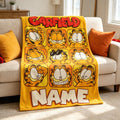 Personalized Garfield Blanket, Custom Name Funny Cat Flannel Throw, Garfield Gift for Kids, Teens, Cat Lovers and Cartoon Fans