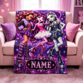 Personalized Monster High Blanket, Custom Name Draculaura Frankie Clawdeen Flannel Throw, Gift for Girls, Teens and Fans