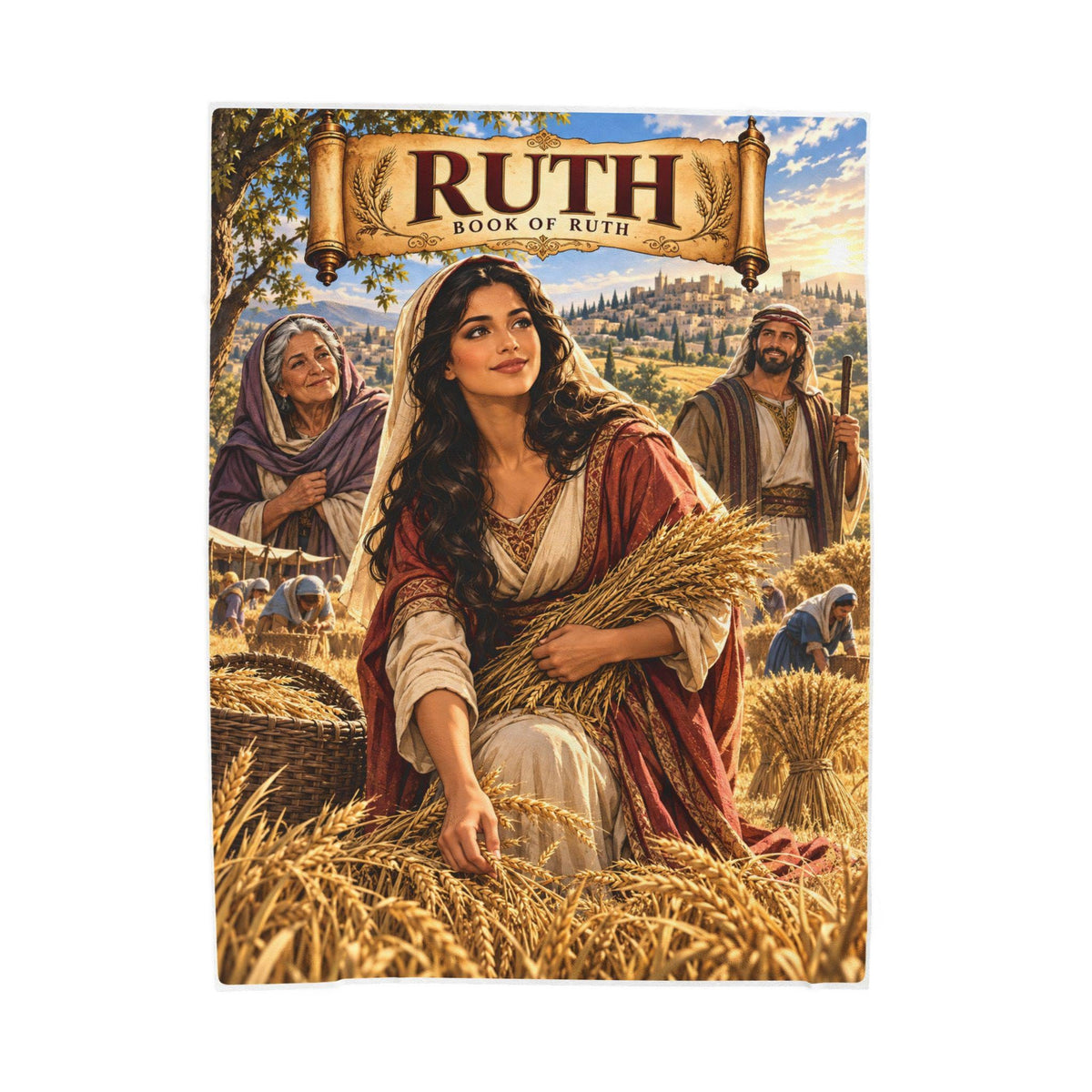 Ruth Bible Story Blanket | Christian Girl Gift, Faithful Hero Illustration