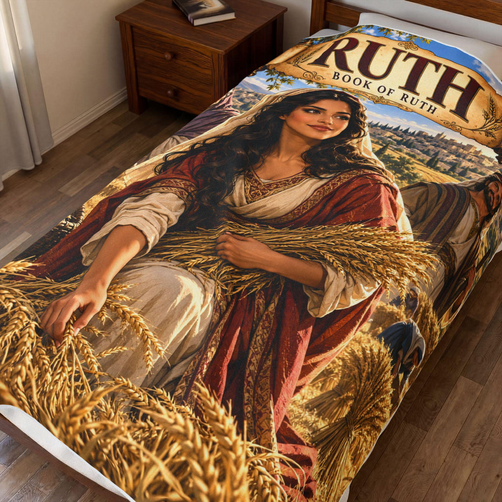 Ruth Bible Story Blanket | Christian Girl Gift, Faithful Hero Illustration