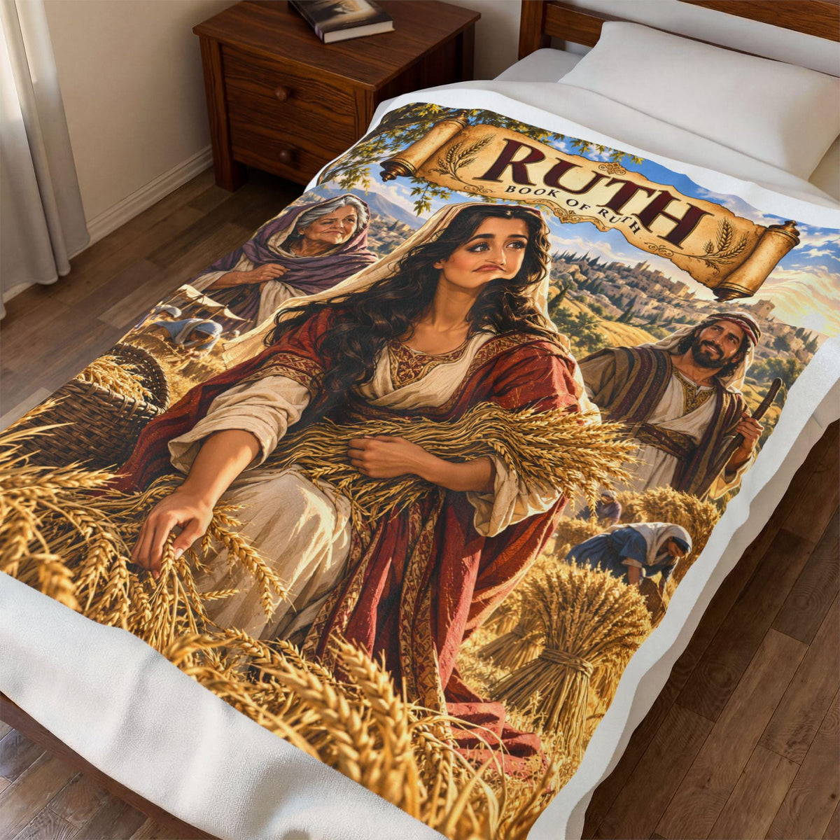 Ruth Bible Story Blanket | Christian Girl Gift, Faithful Hero Illustration