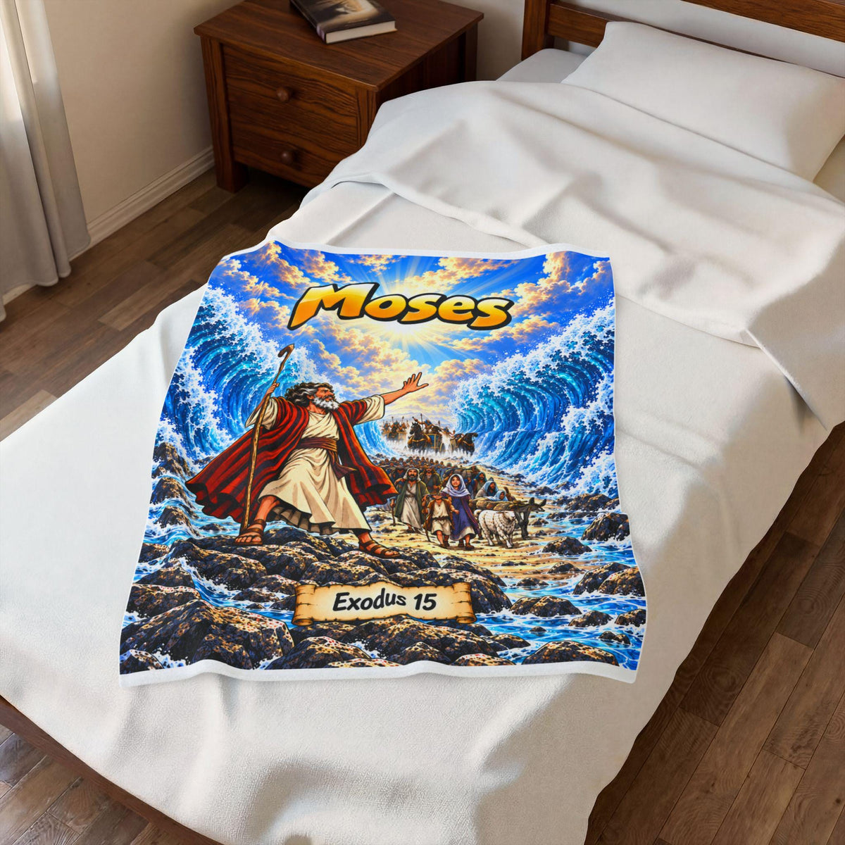 Moses Red Sea Bible Story Blanket | Exodus 14 Comic Art