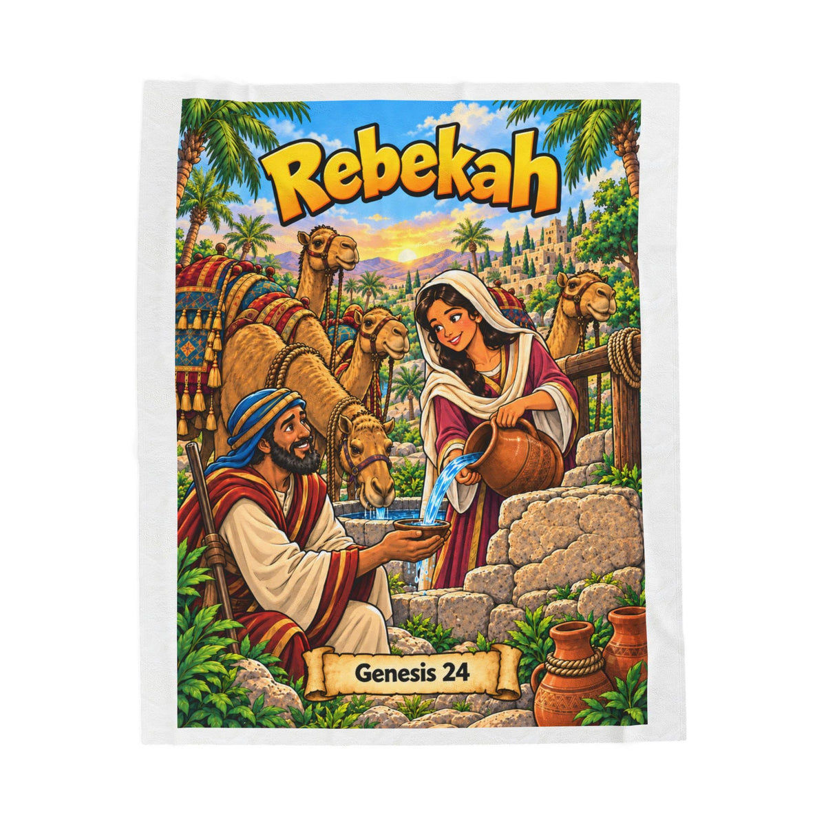 Rebekah Bible Hero Blanket | Genesis 24 Christian Kids Room Decor