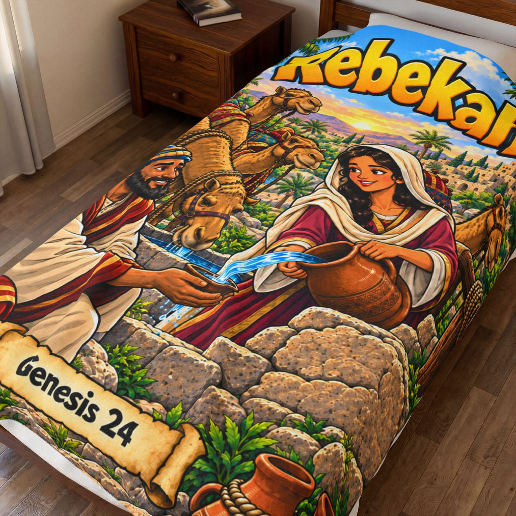 Rebekah Bible Hero Blanket | Genesis 24 Christian Kids Room Decor