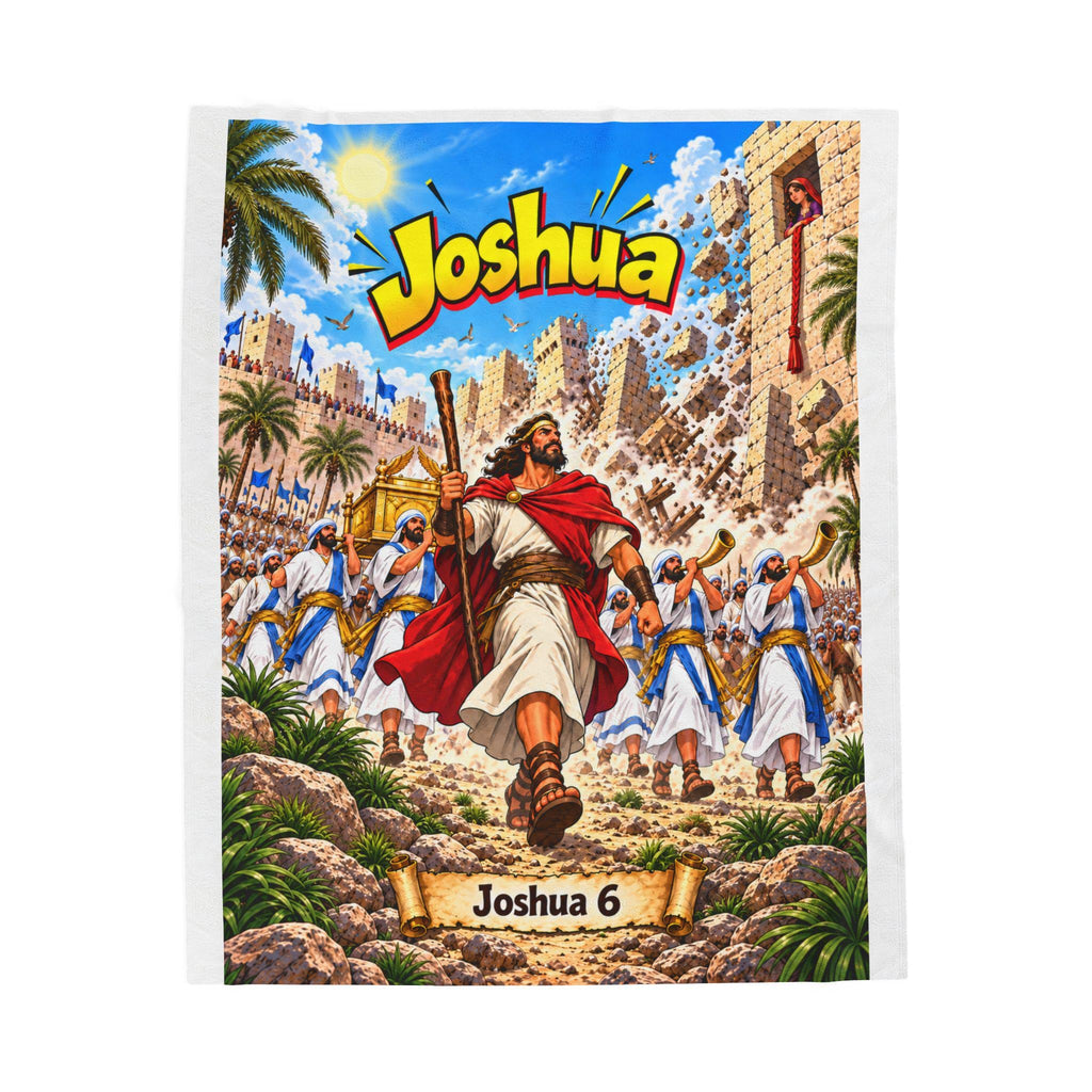 Joshua Bible Hero Blanket | Walls of Jericho, Comic-Style Christian Kids Gift