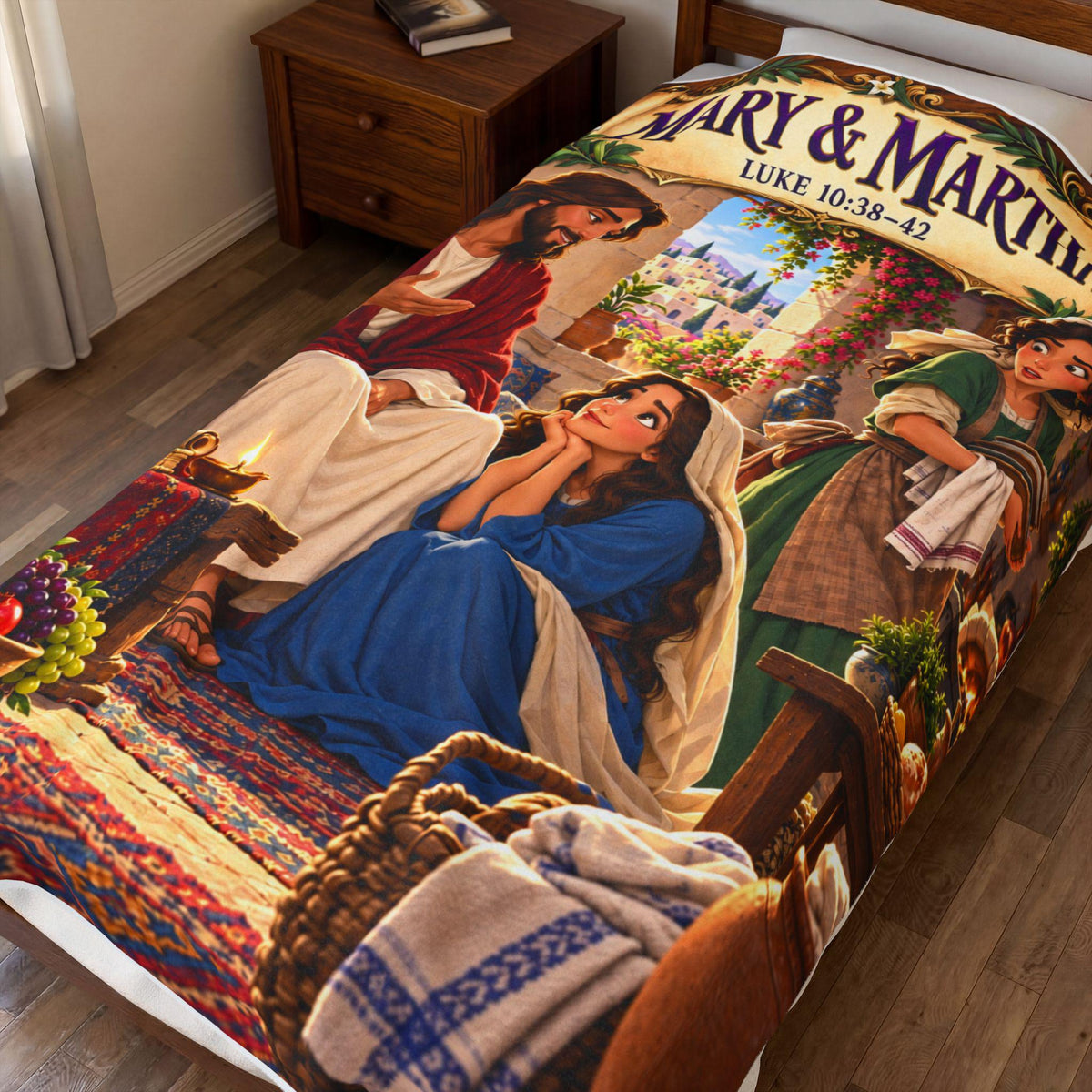 Mary and Martha Bible Story Blanket | Luke 10 Christian Kids Gift
