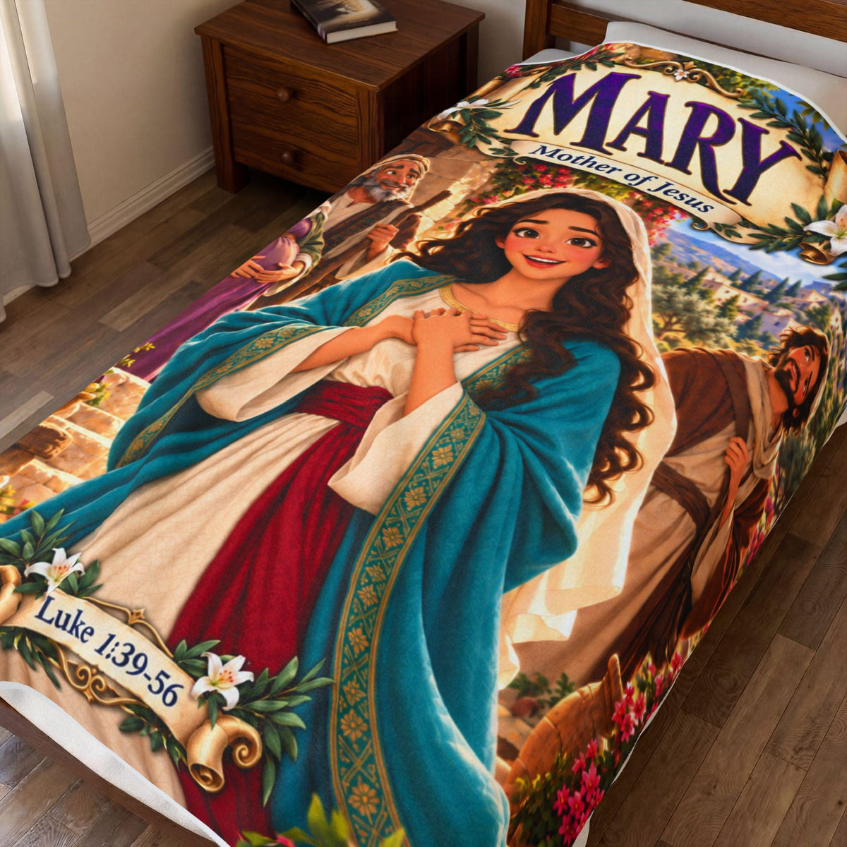 Mary Mother of Jesus Bible Blanket | Luke 1 Christian Story, Faith Decor