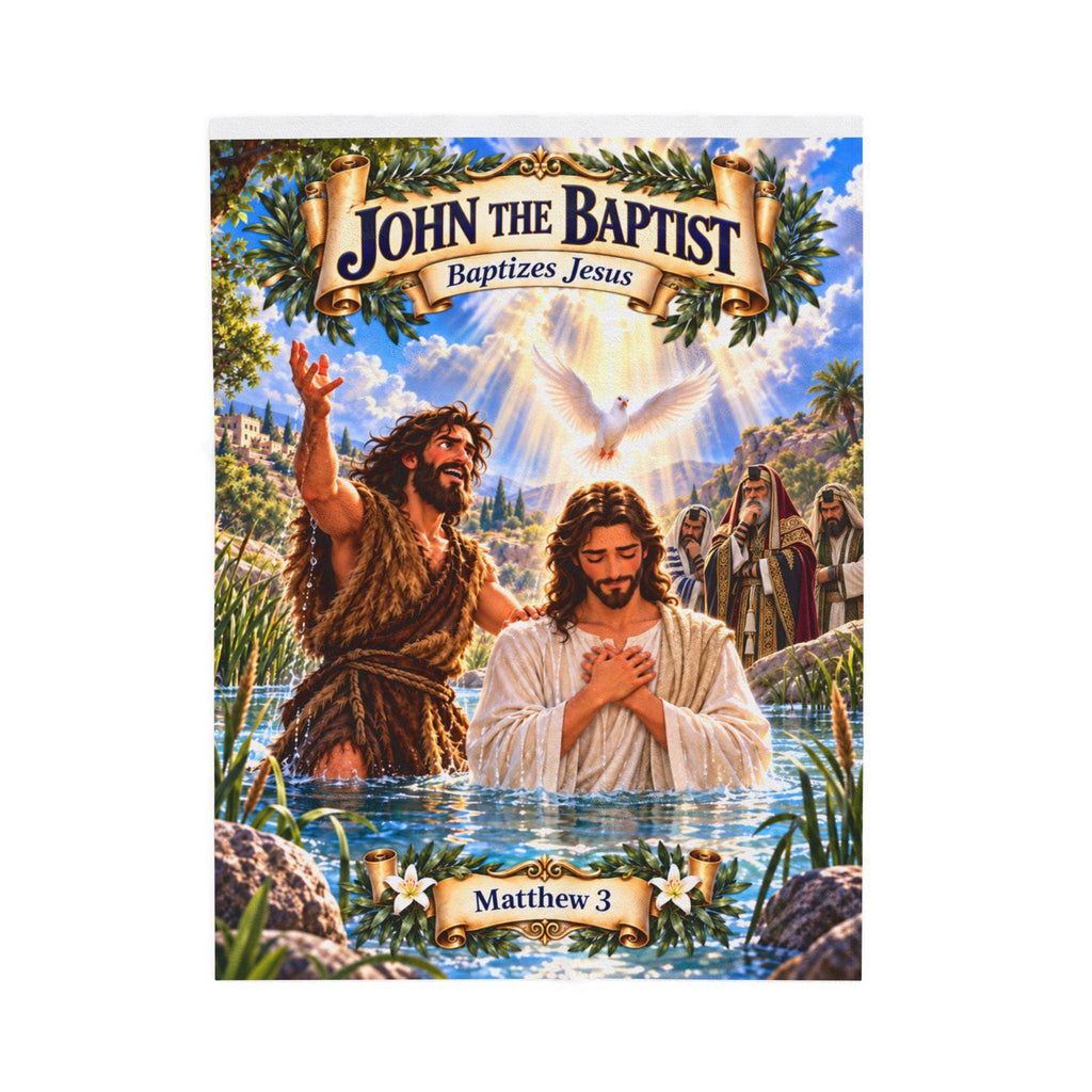 John the Baptist Baptizes Jesus Blanket | Matthew 3 Bible Story (Kids Gift)