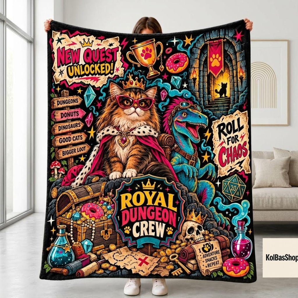 Fantasy Gamer Dungeon Crawler Carl Blanket, LitRPG Fantasy Throw, Gamer Book Lover Blanket, Cozy Geeky Reader Couch Blanket, Plush Nerd Gift