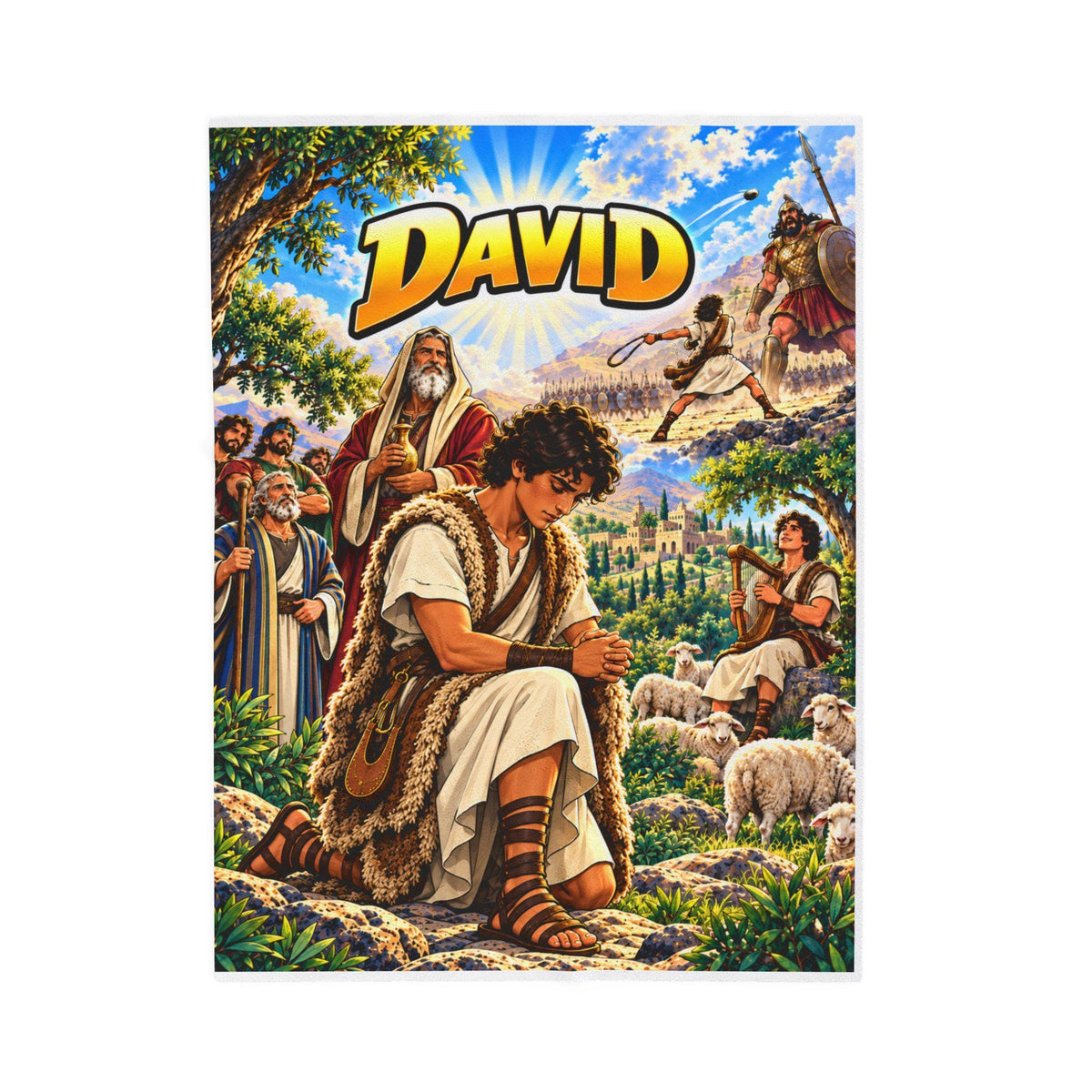 David Bible Hero Blanket | Christian Kids Gift, Faith-Based Bedroom Decor