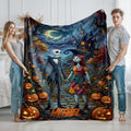 Personalized Jack and Sally Blanket, Custom Nightmare Before Christmas Throw with Name, Gothic Halloween Blanket, Tim Burton Inspired Gift