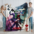 Personalized Joker and Harley Quinn Blanket, Custom Joker Harley Throw with Name, DC Comics Inspired Couple Blanket, Gothic Villain Gift,