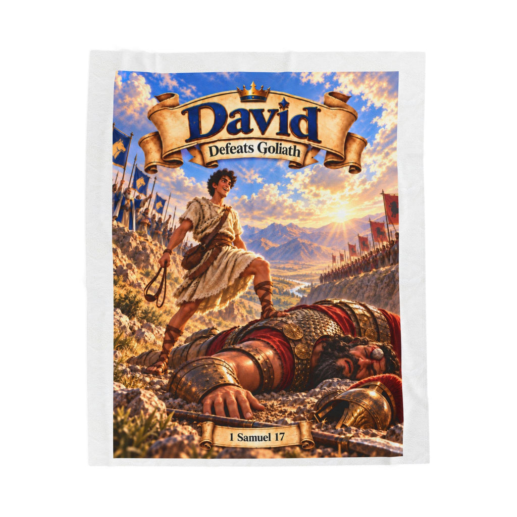 David Defeats Goliath Bible Story Blanket | 1 Samuel 17 Christian Gift