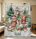 Baby's First Christmas Blanket Custom,Personalized Christmas Woodland Baby Blanket,Cozy Soft Flannel Throw,Winter Animals Pattern,Keepsake