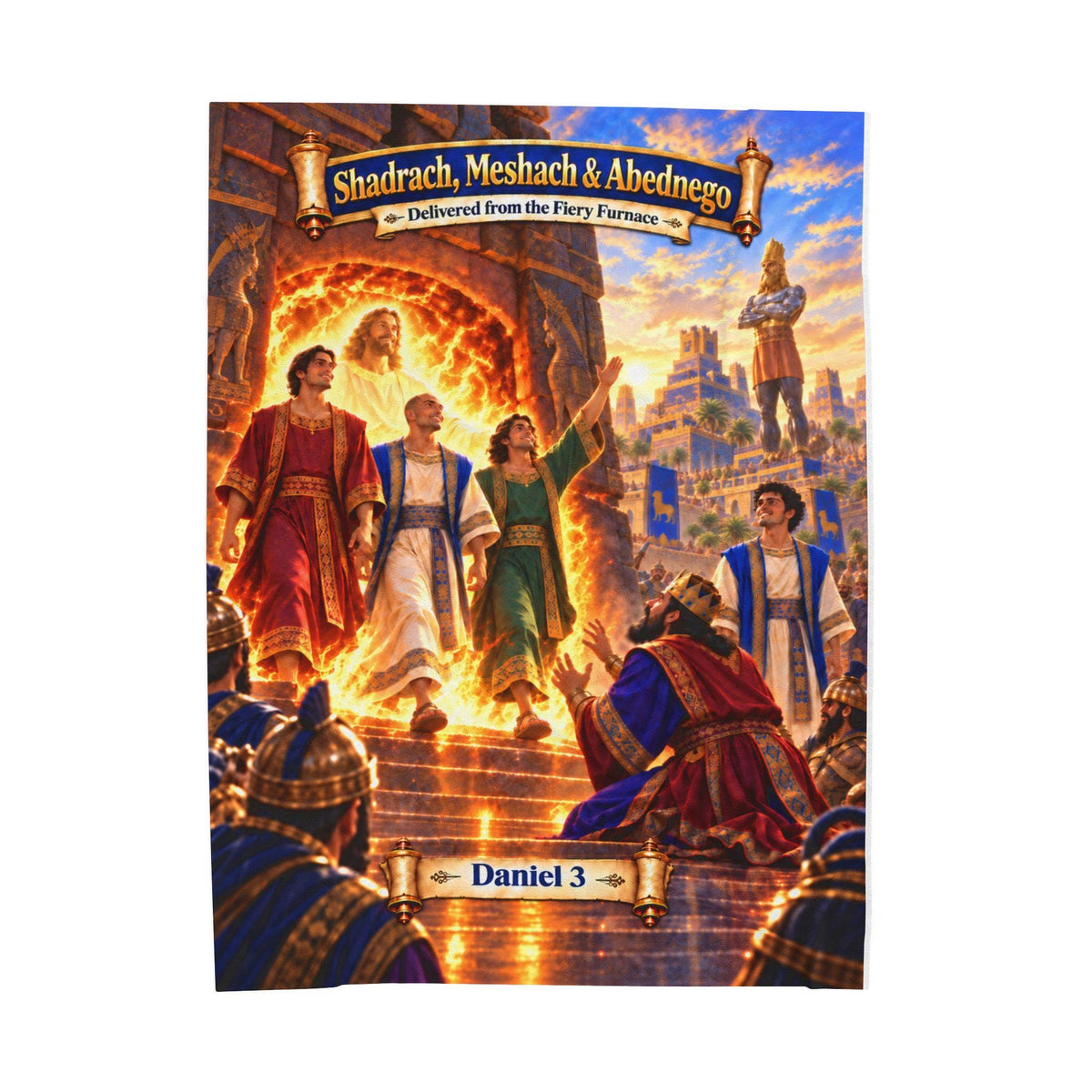 Shadrach, Meshach & Abednego Fiery Furnace Blanket | Daniel 3 Bible Story Gift