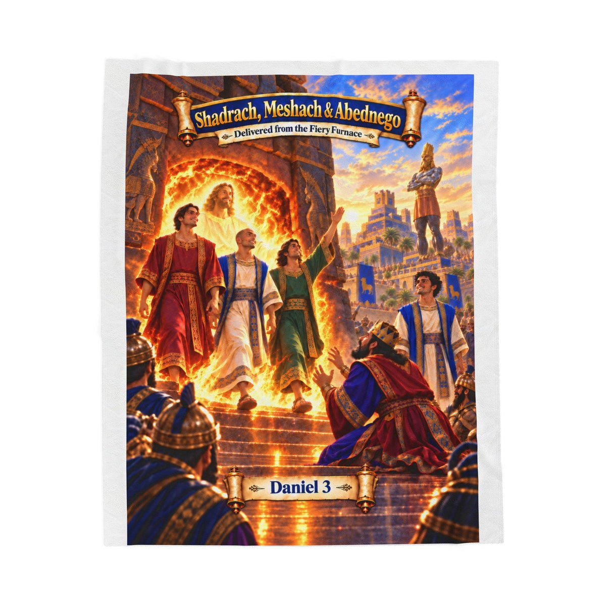 Shadrach, Meshach & Abednego Fiery Furnace Blanket | Daniel 3 Bible Story Gift