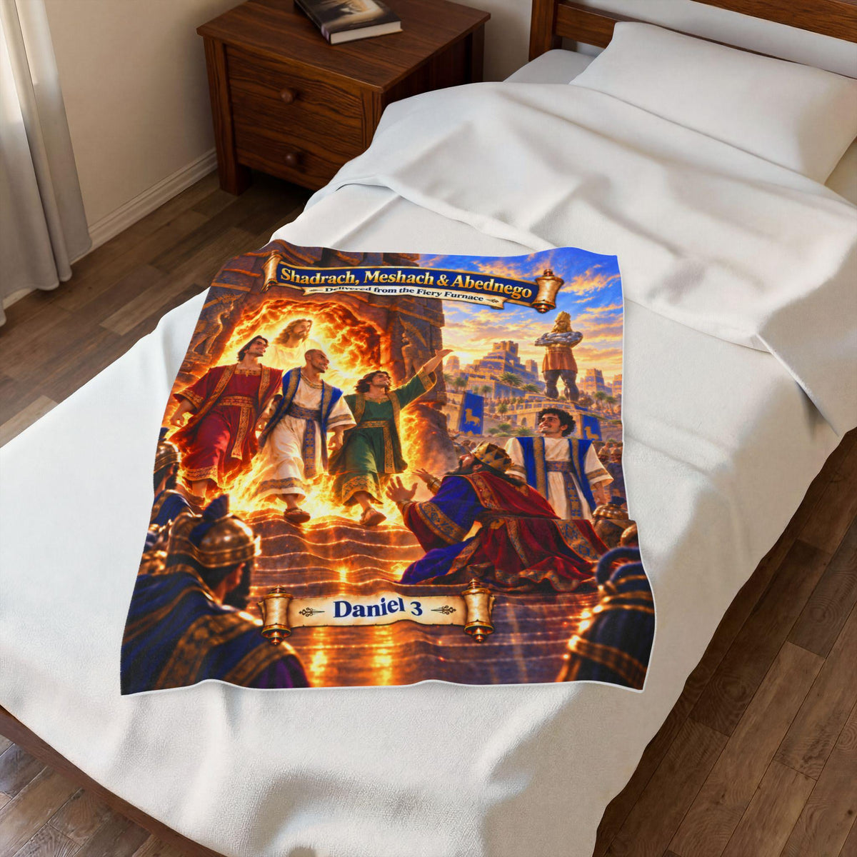 Shadrach, Meshach & Abednego Fiery Furnace Blanket | Daniel 3 Bible Story Gift