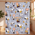 Cute Blue Snoopy Blanket, Peanuts Charlie Brown Flannel Throw, Cozy Room Decor Gift for Bestie, Custom Name Bedspread