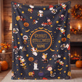 Snoopy Halloween Blanket, Peanuts Trick Or Treat Flannel Throw, Spooky Room Decor Gift for Kids, Custom Name Bedspread