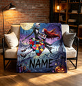 The Nightmare Before Christmas Blanket, Personalized Jack Skellington & Sally Halloween Flannel Throw, Custom Name Gift