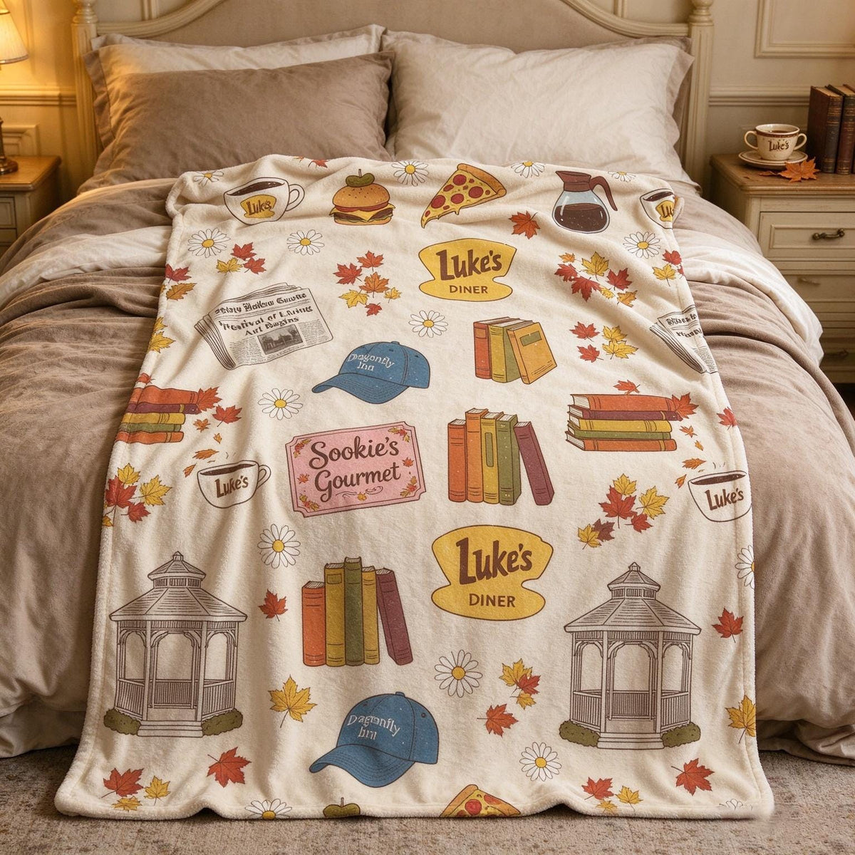 Cozy Town Blanket, Autumn Gazebo Throw, Gilmore Girls Lover Flannel, Fall Season Decor, Gift for TV Show Fan