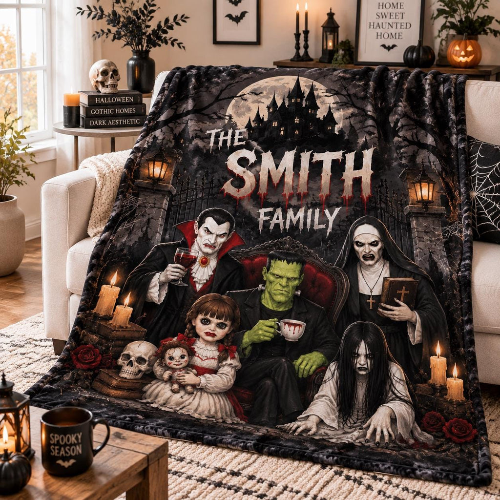 Horror Movie Fleece Blanket, Halloween Horror Villains Blanket, Spooky Halloween Throw Blanket, Scary Movie Lover Gift, Gothic Decor Blanket
