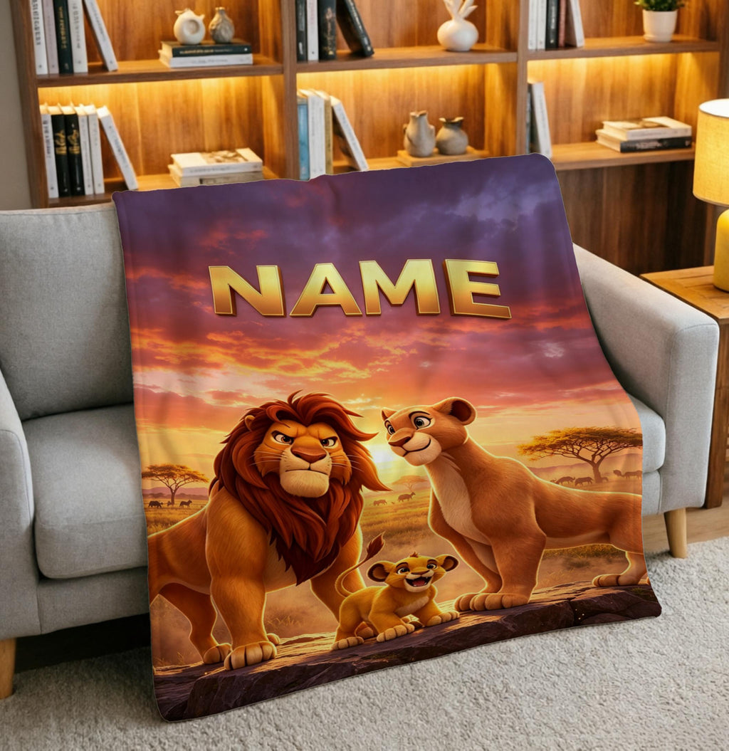Custom Name Lion King Rainbow Jungle Blanket Soft Throw Magical Movie Keepsake Gift