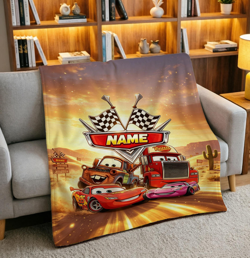 Personalized Cars Blanket Soft Throw Custom Name Kids Keepsake Birthday Gift