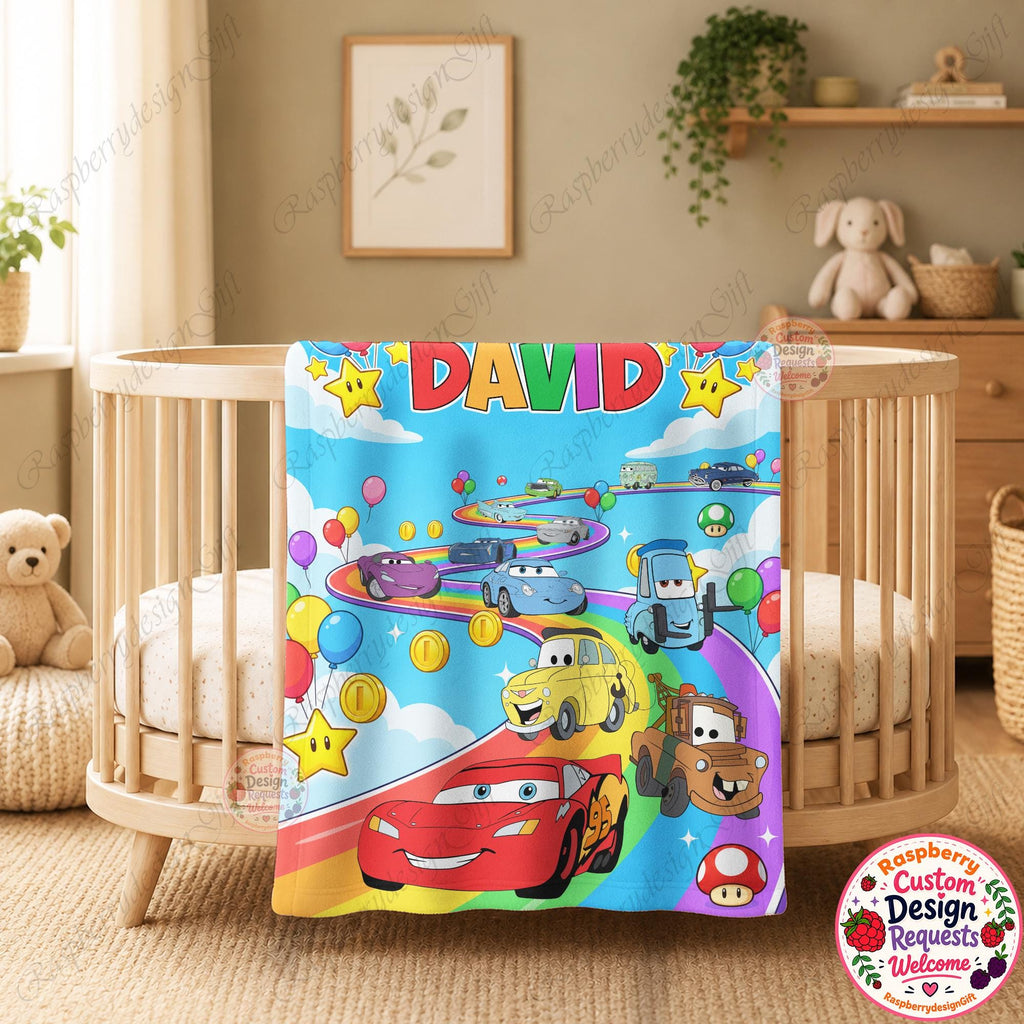 Custom Name Disney Lightning McQueen Blanket, Lightning McQueen Baby Blanket, Customizable Cars Blanket, Cute Birthday Gift for Boy