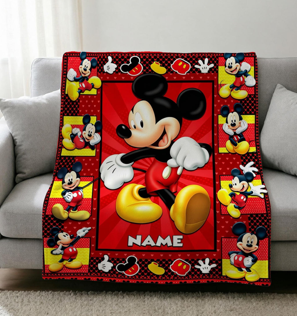 Mickey Blanket Soft Throw Custom Name Memory Gift