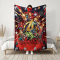 Personalized Superhero Blanket, Custom Name Kids Fleece Blanket, Hero Character Throw, Comic Style Baby Blanket, Birthday Gift for Kids