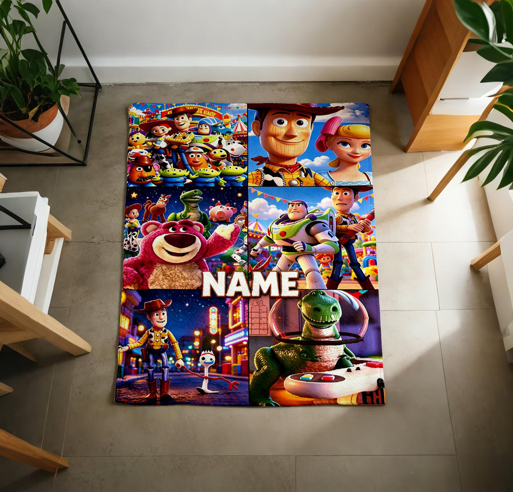 Toy Story Collage Fleece Throw, Soft Plush Blanket for Kids (6-Panel Design)
