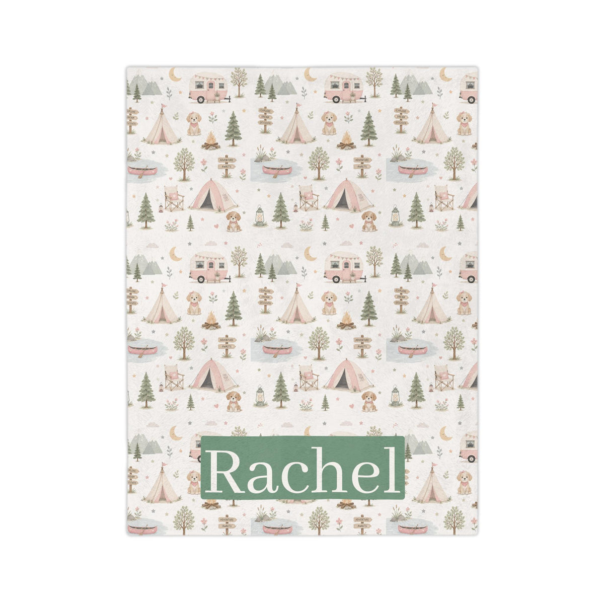 Personalized Camping Pattern Blanket | Velveteen Microfiber Blanket