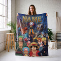 One Piece Adventure Custom Name Blanket Straw Hat Crew Throw Epic Anime Bedding Grand Line Sailor Room Decor Fan Gift