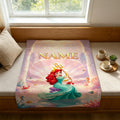 Little Mermaid Blanket Soft Throw Custom Name Trident Ocean Toddler Keepsake Gift