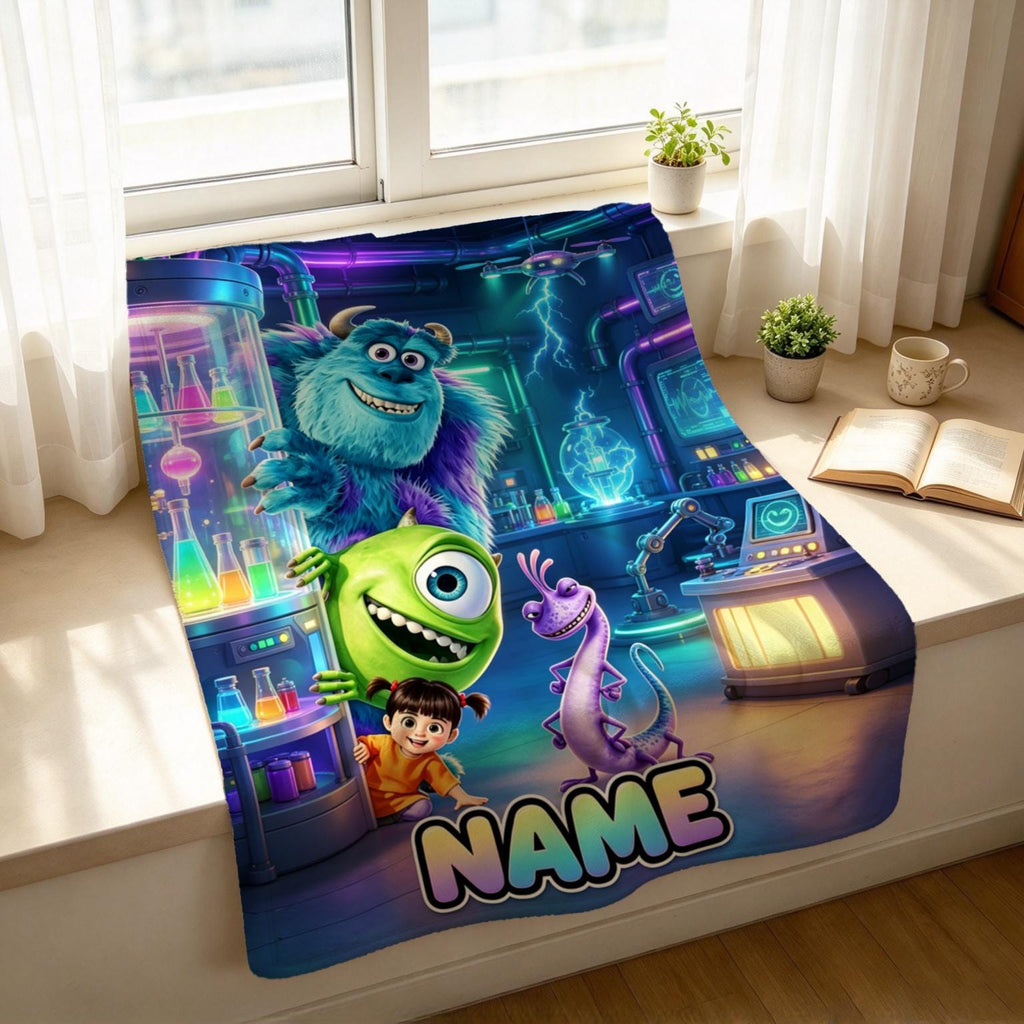 Monster Workshop Blanket Soft Throw Personalized Name, Child Present