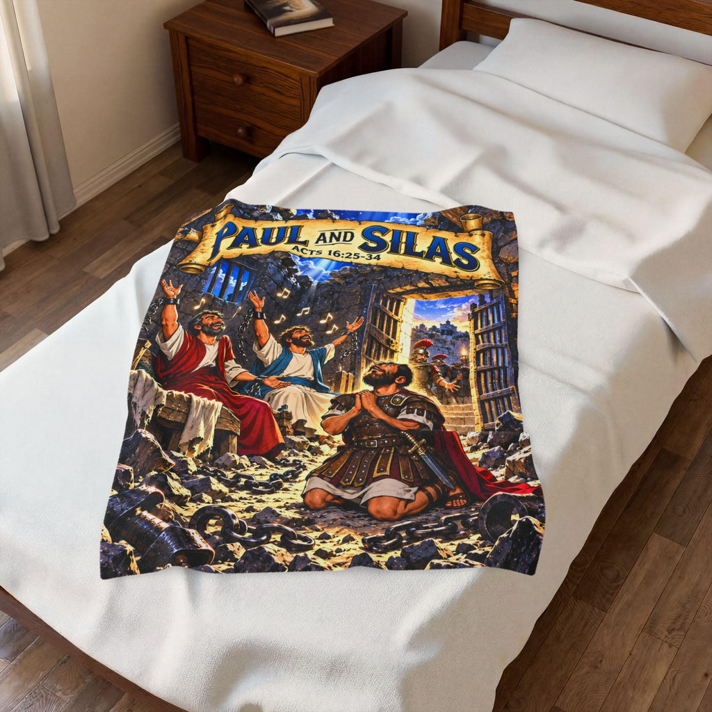 Paul and Silas Bible Story Blanket | Acts 16:25-34 Christian Kids Gift